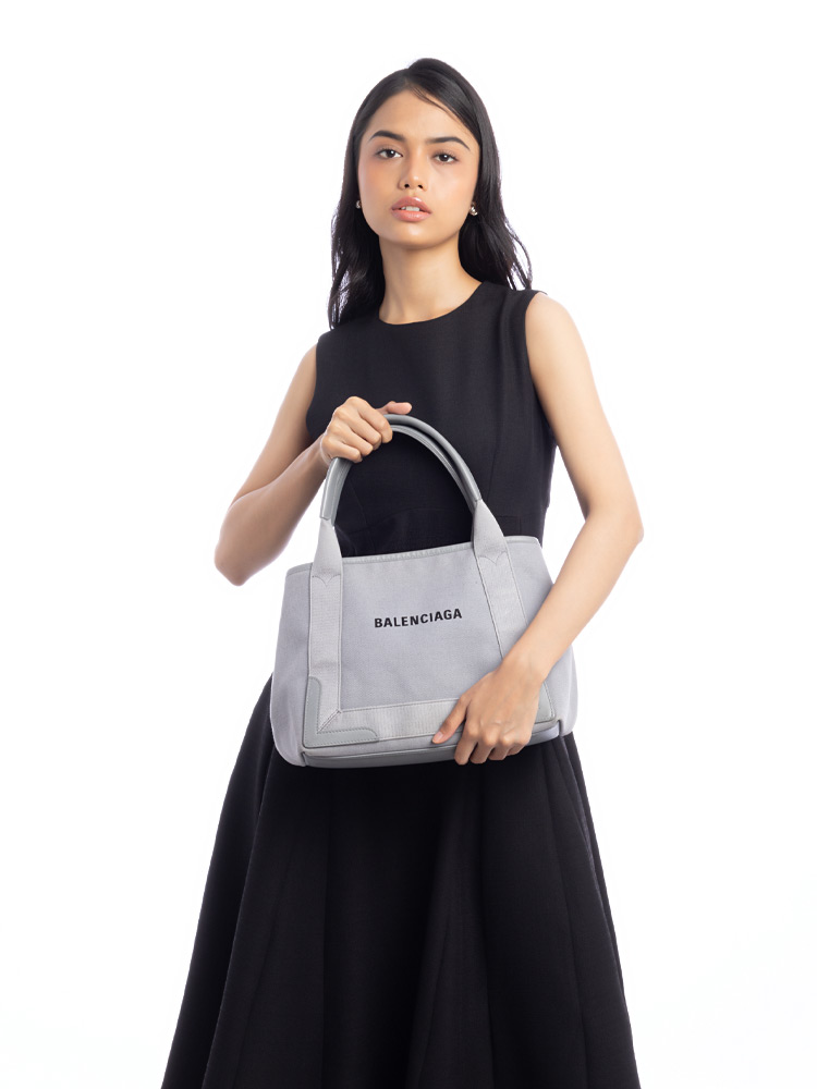 Canvas Small Navy Cabas Grey