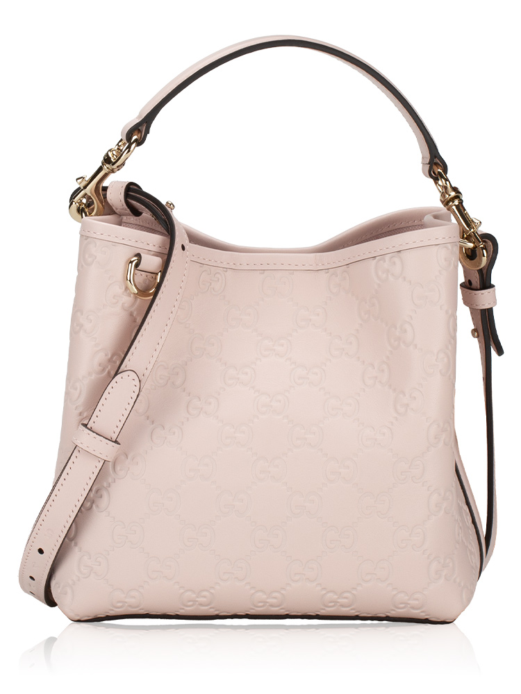 Guccissima Emblem Small Bucket Bag Pink