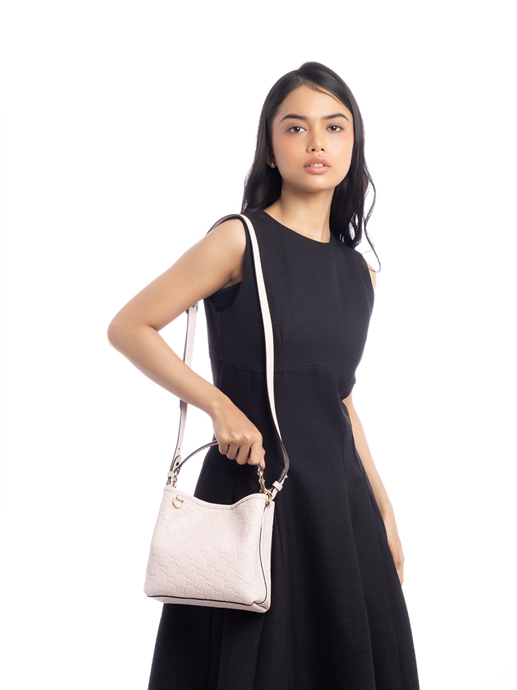 Guccissima Emblem Small Bucket Bag Pink