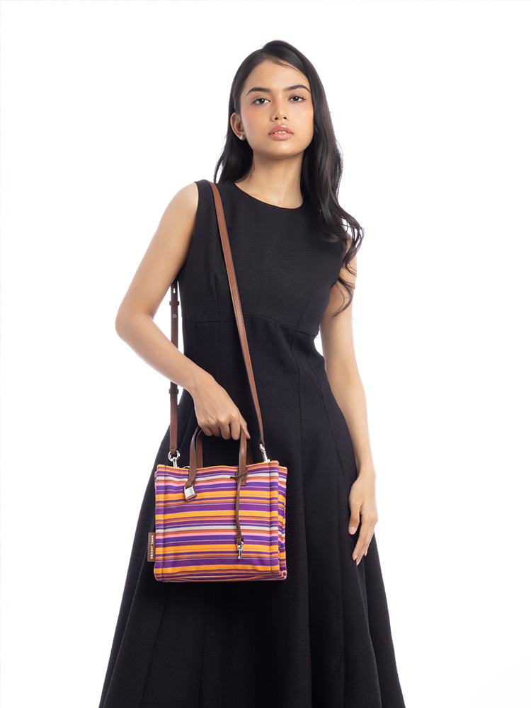 4P3HTT033H03 The Grind Stripe Mini Tote Purple Multi