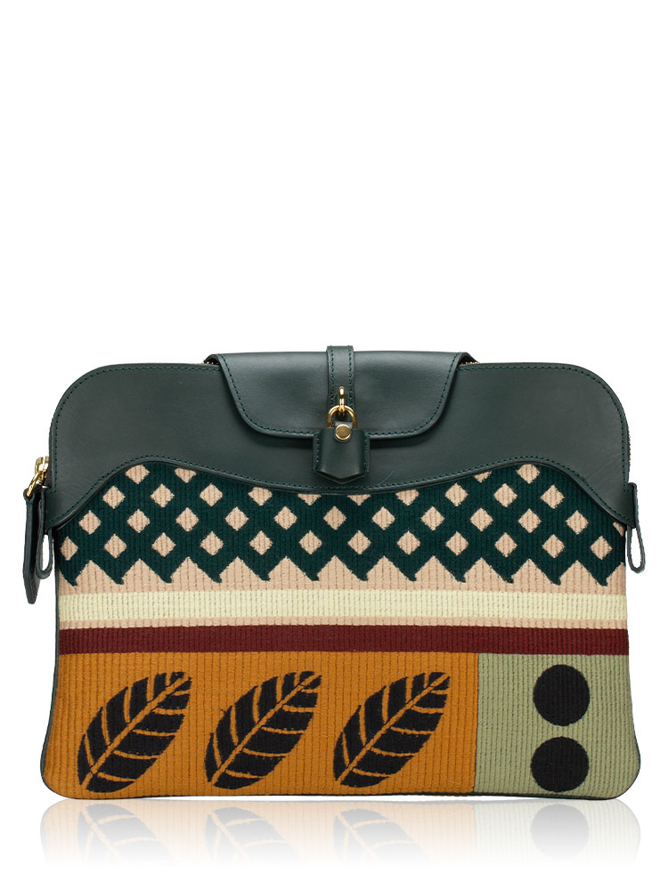Prorsum Geometric Milverton Zip Pouch Green Multicolor