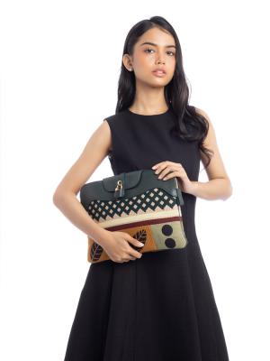 Prorsum Geometric Milverton Zip Pouch Green Multicolor