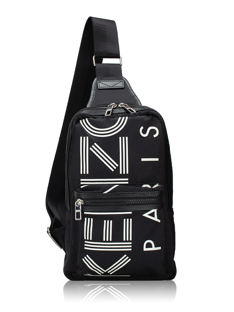Men Crew Logo Nylon Sling Pack Black 
