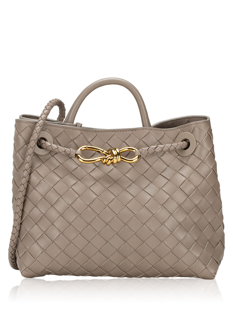 Nappa Intrecciato Andiamo Small Shoulder Bag Limestone