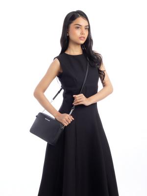 Jet Set Item Large Crossbody Black Silver