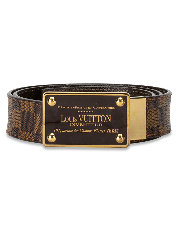 Damier Ebene 90mm LV Inventeur Reversible Belt Sz 90