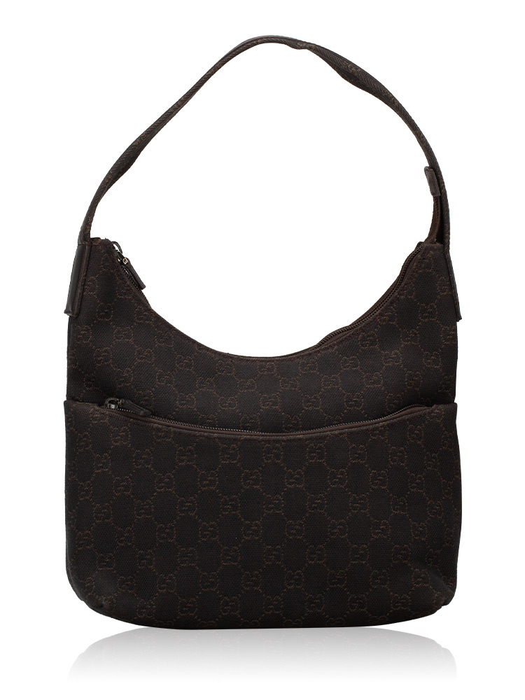 GG Canvas Hobo Dark Brown