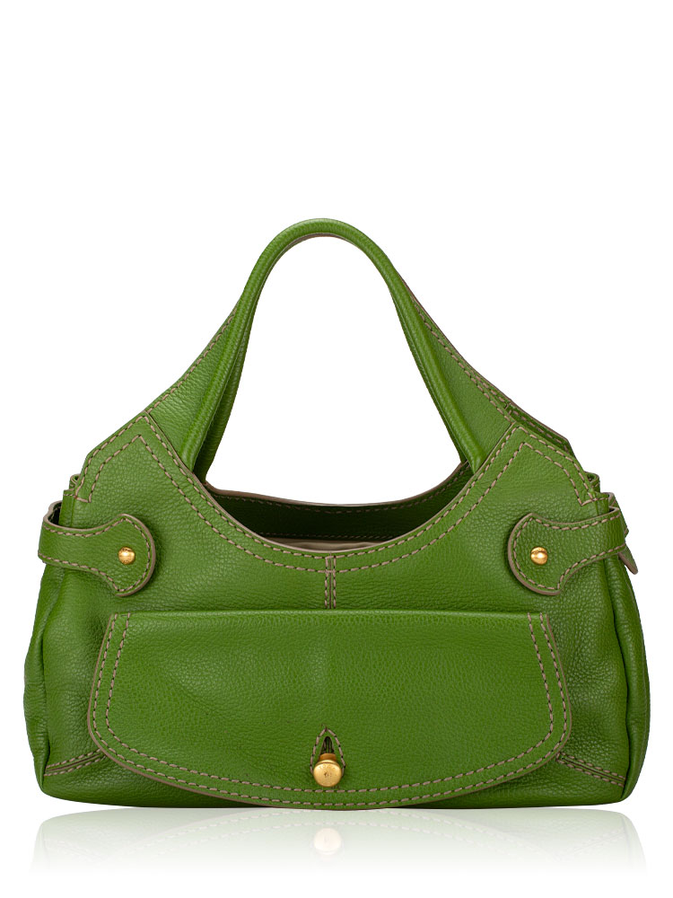 Calfskin Decoupage Medium Shoulder Bag Green