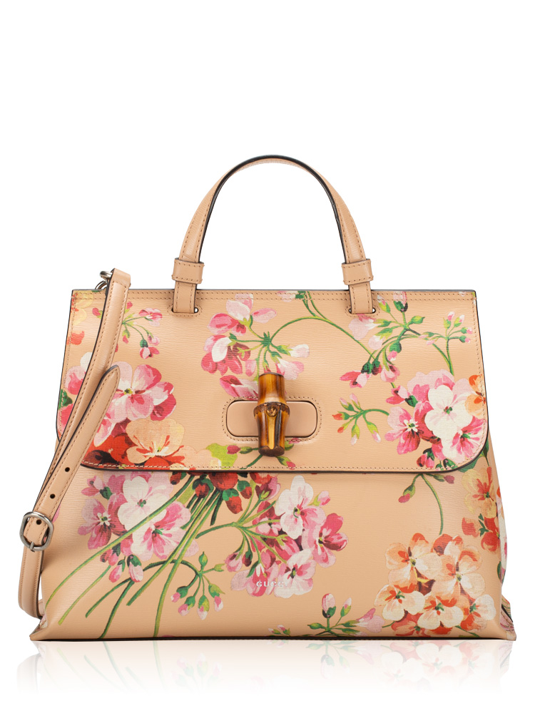 Blooms Print Bamboo Daily Top Handle Bag Pink Apricot 