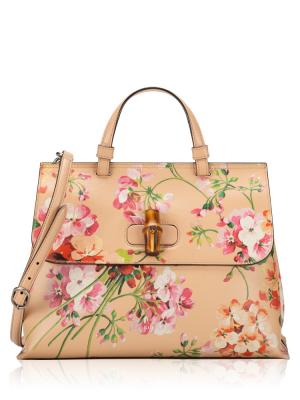 Blooms Print Bamboo Daily Top Handle Bag Pink Apricot 