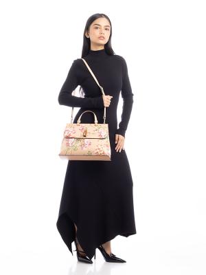 Blooms Print Bamboo Daily Top Handle Bag Pink Apricot 