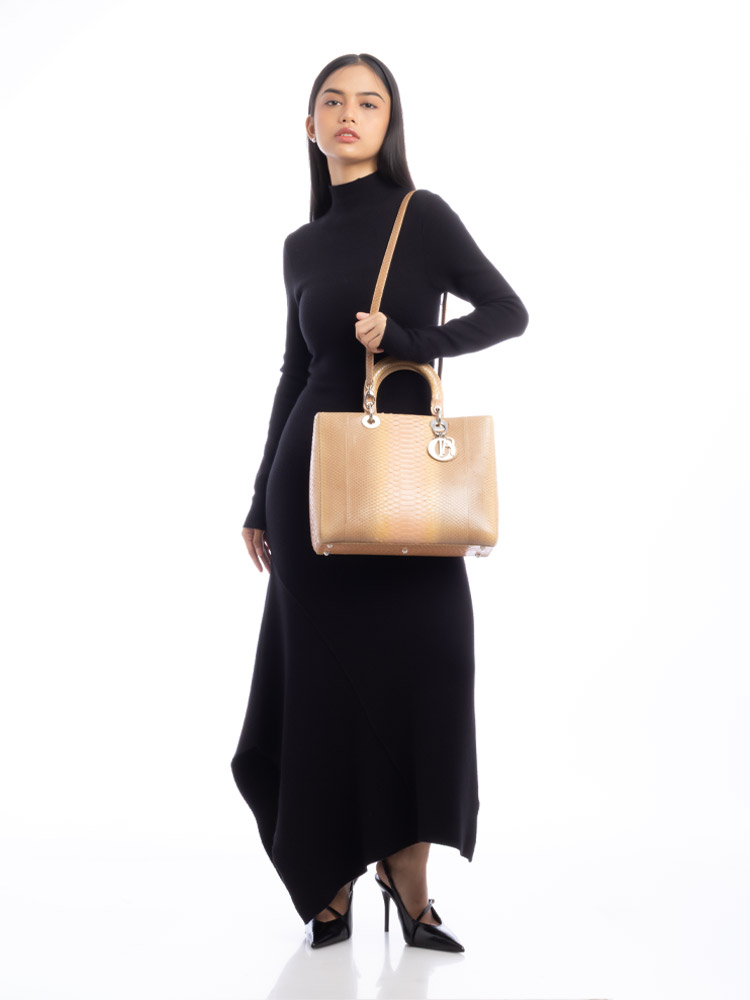 Python Large Lady Dior Beige Multicolor