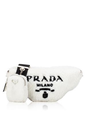 Terry Cloth Triangle Shoulder Bag White