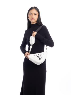 Terry Cloth Triangle Shoulder Bag White