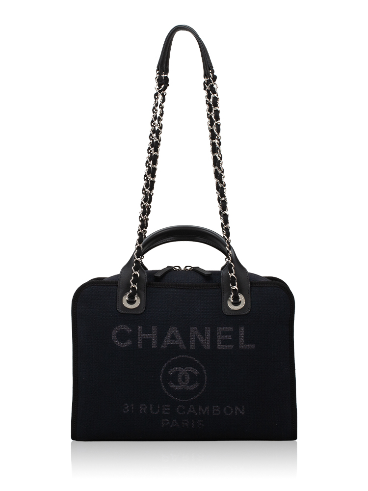 Canvas Deauville Bowling Bag Navy Black