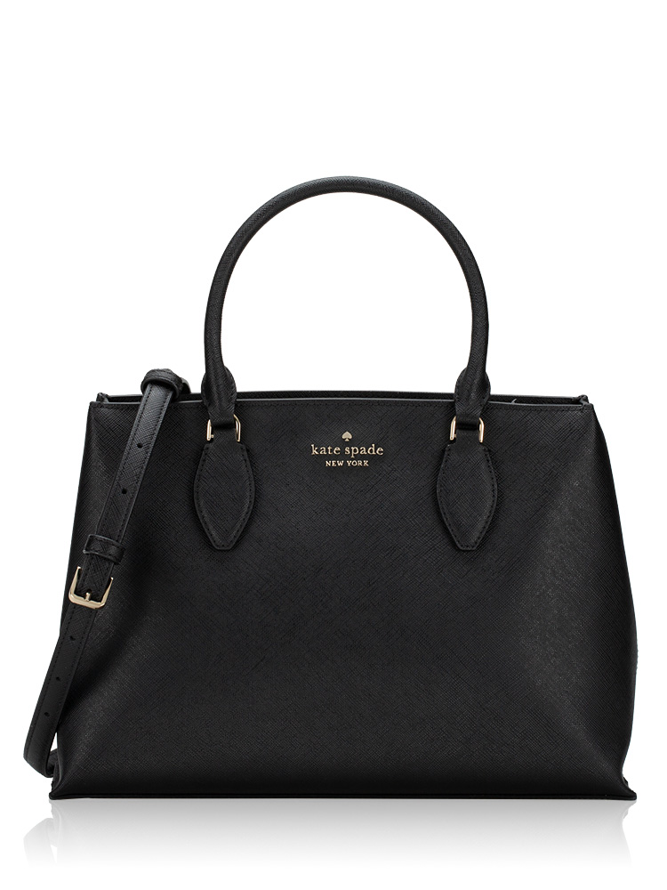 Rae Saffiano Medium Satchel Black