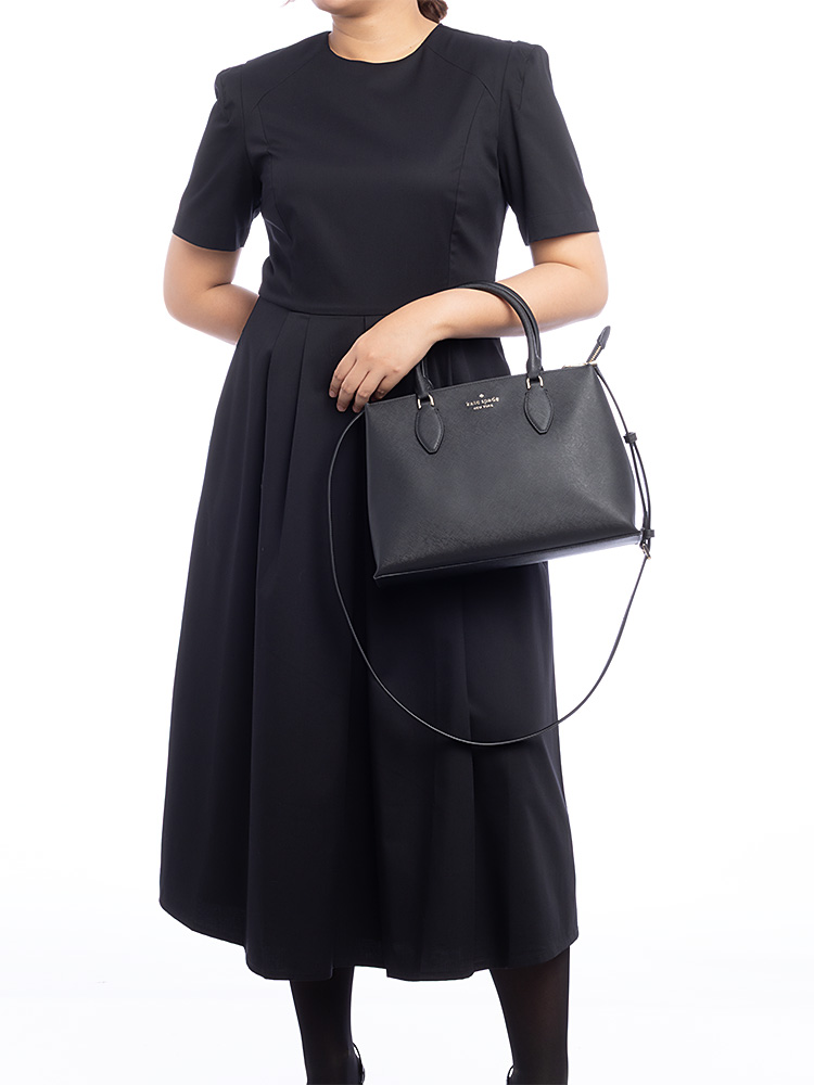 Rae Saffiano Medium Satchel Black