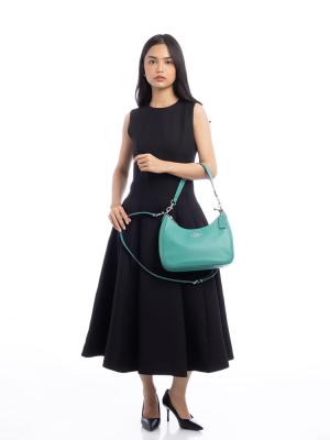 CJ517 Teri Leather Hobo Bright Green