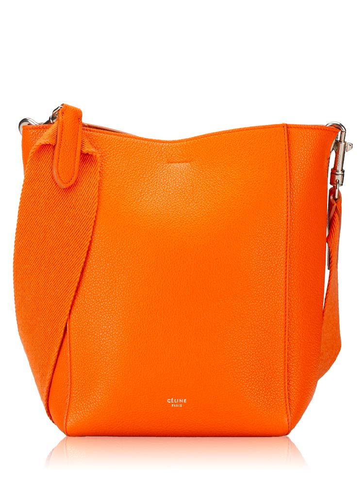 Soft Grained Calfskin Sangle Small Bucket Bag Orange