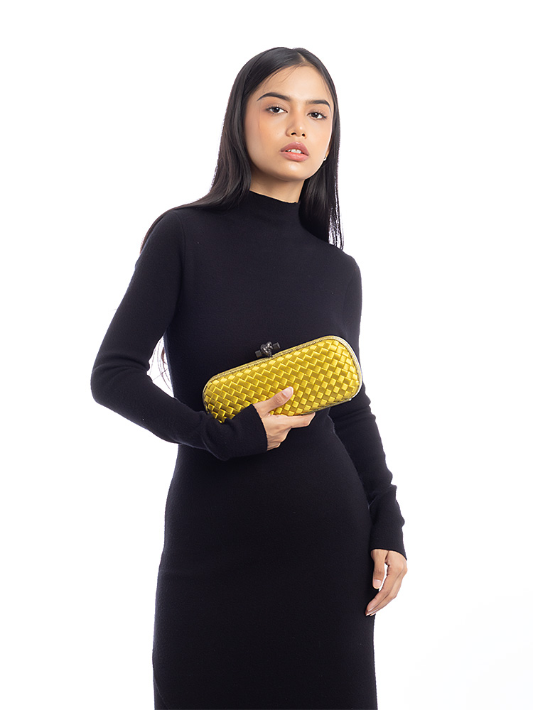 Satin Intreccio Impero Ayers Stretch Knot Ancient Gold