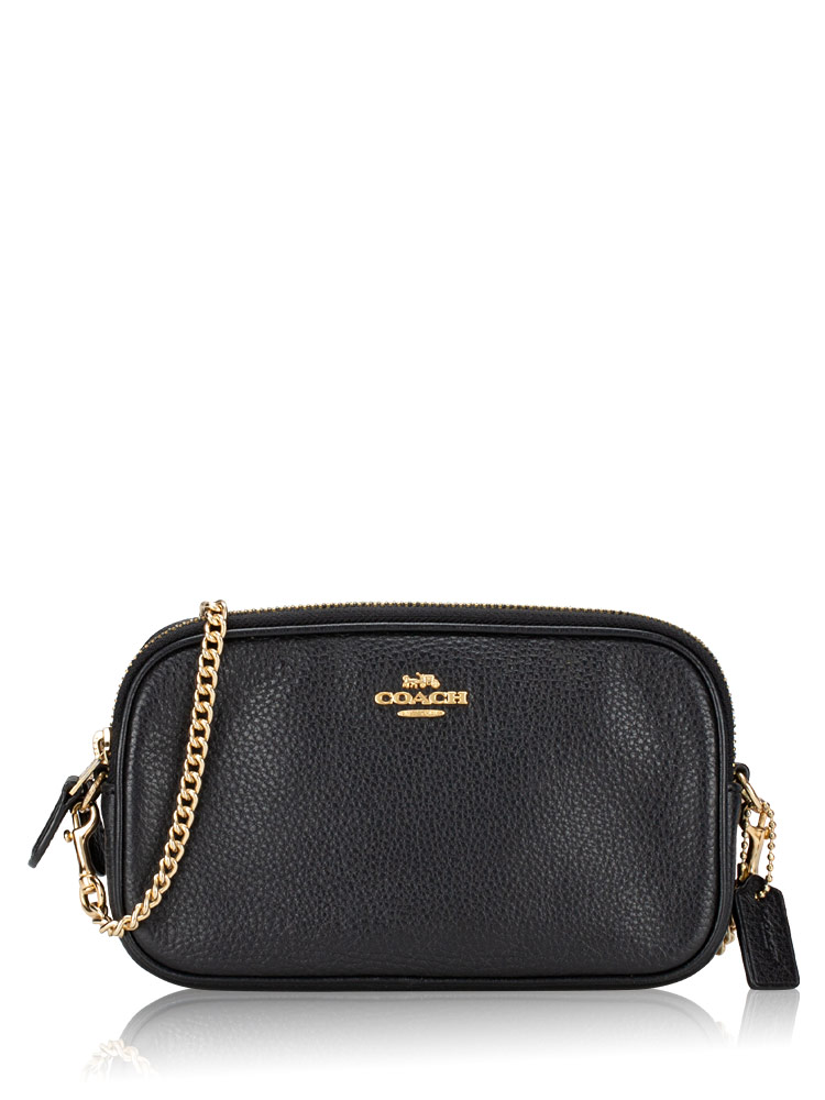 72490 Pebbled Leather Chain Crossbody Black
