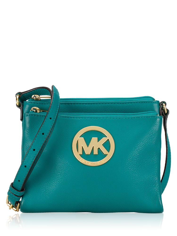 Fulton Leather Large Crossbody Aqua
