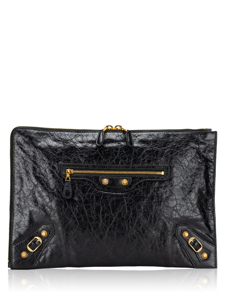 Lambskin Giant Gold Small Pouch Black