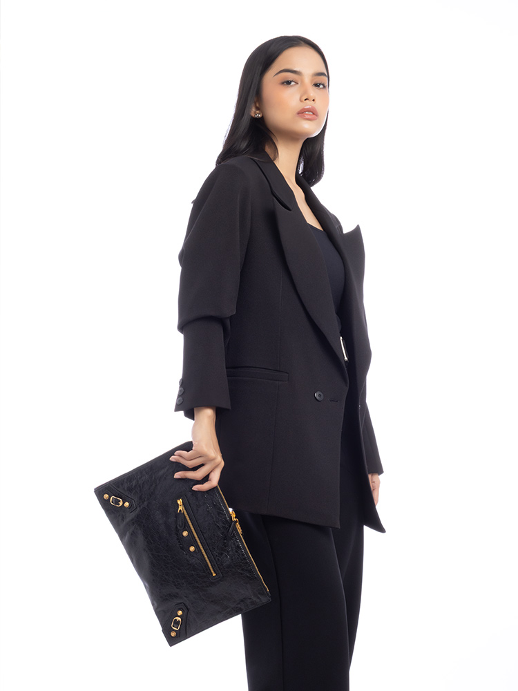 Lambskin Giant Gold Small Pouch Black