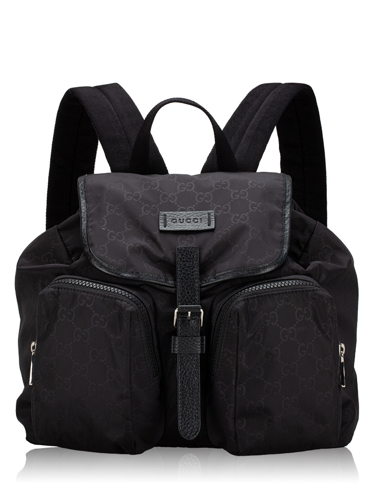 GG Nylon Medium Backpack Black