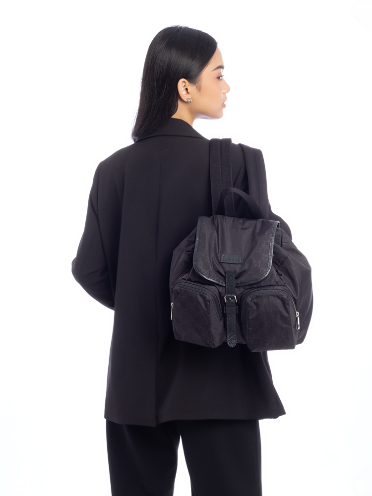 GG Nylon Medium Backpack Black