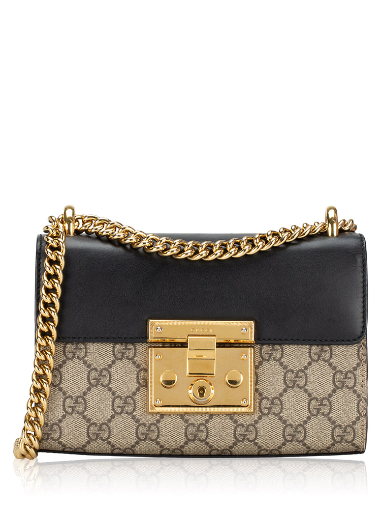 GG Supreme Padlock Small Shoulder Bag Black