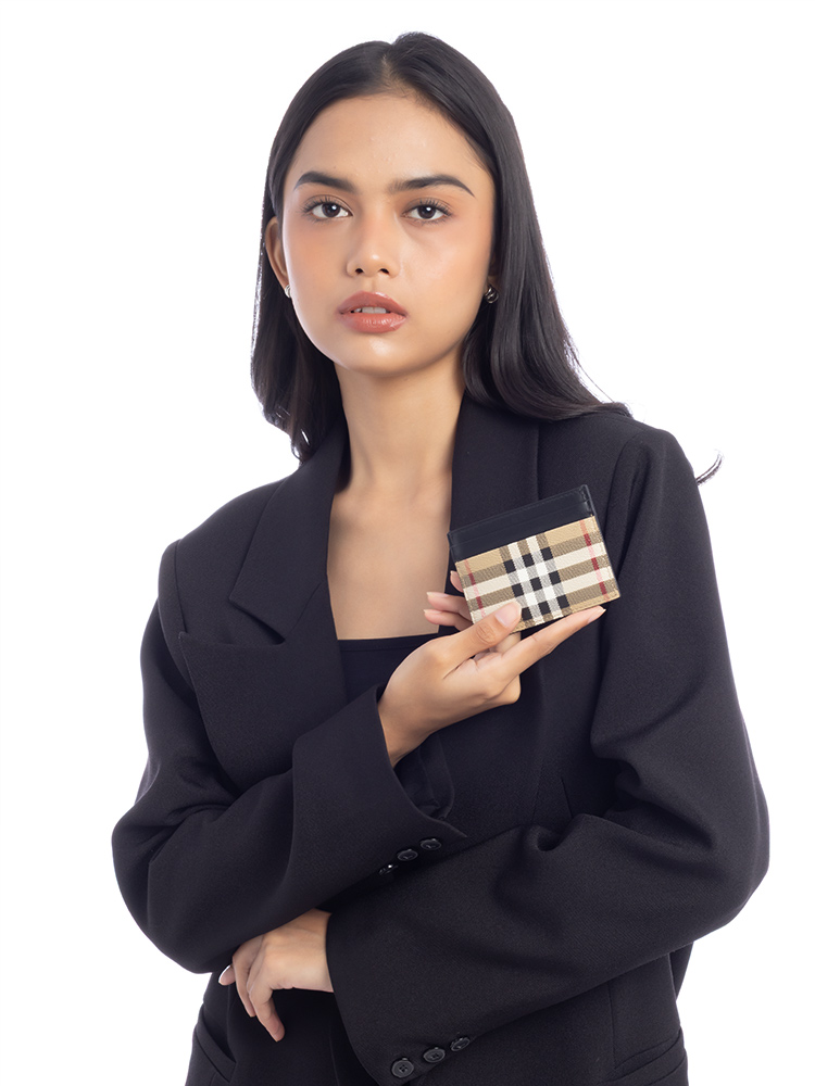 Vintage Check Archive Sandon Card Holder Beige Black