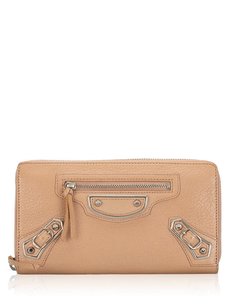 Silver Metallic Edge Zip Wallet Rose De Sables