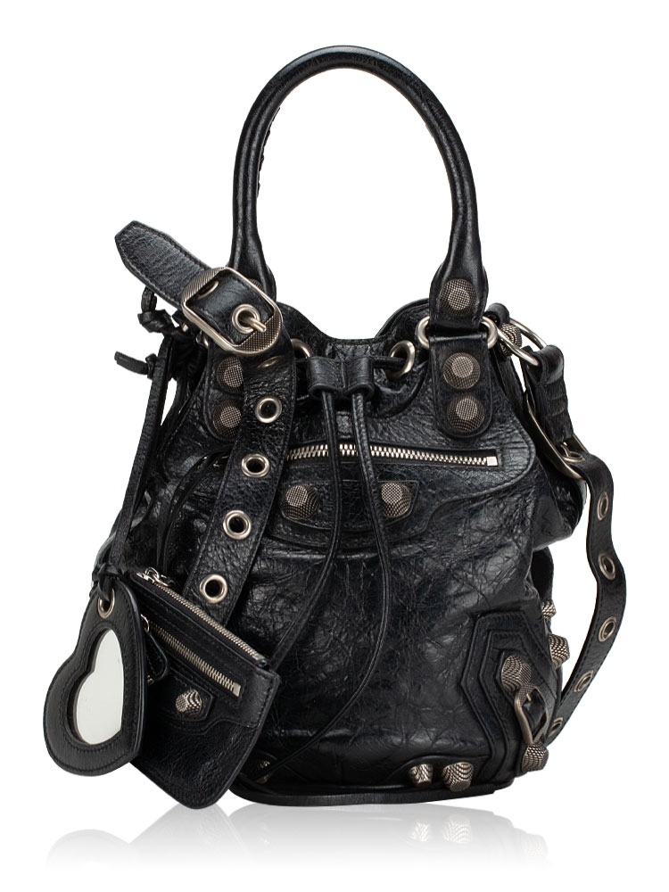 Lambskin Le Cagole Small Bucket Bag Black