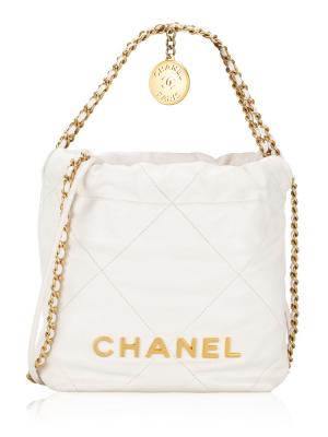 Shiny Calfskin Mini Chanel 22 White