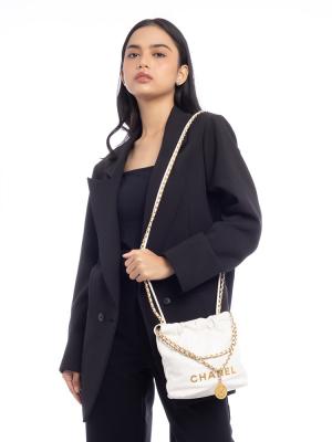 Shiny Calfskin Mini Chanel 22 White