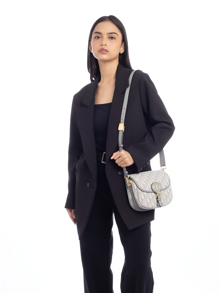 Oblique Bobby Medium Shoulder Bag Gris