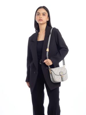 Oblique Bobby Medium Shoulder Bag Gris
