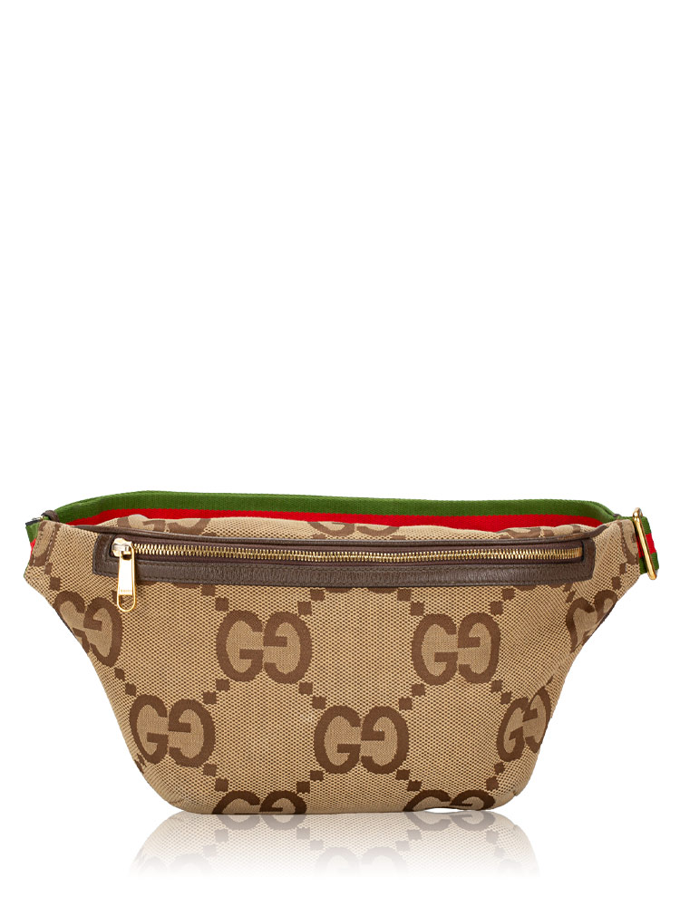 Jumbo GG Web Belt Bag Camel Ebony