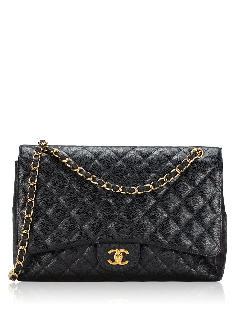 Caviar Maxi Classic Single Flap Bag Black