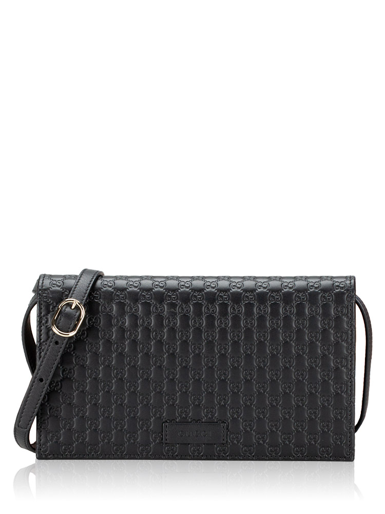Microguccissima Wallet on Strap Black