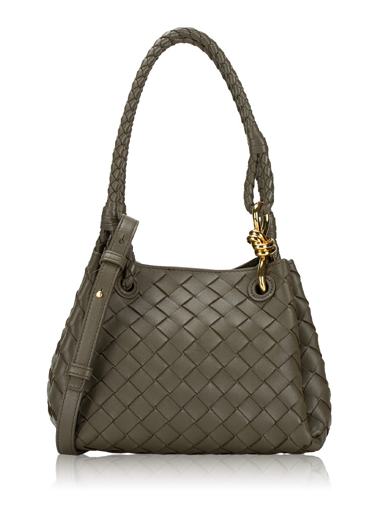 Nappa Intrecciato Parachute Small Shoulder Bag Pickle