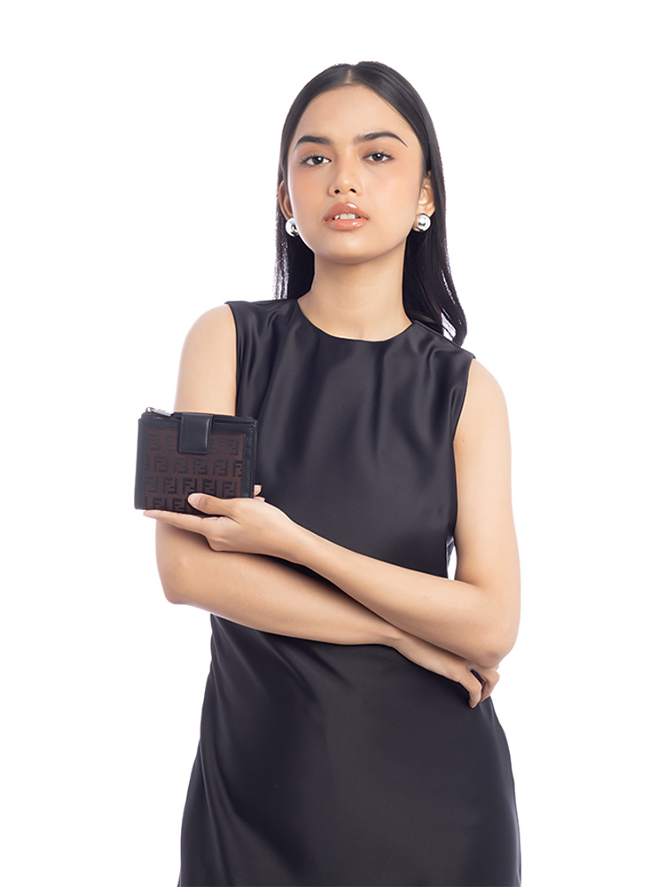 Vintage Zucca Bi-Fold Wallet Brown Tobacco