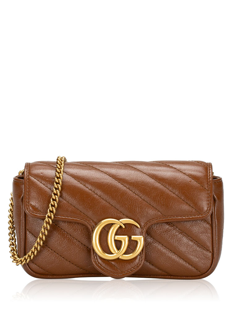 GG Marmont Matelasse Diagonal Super Mini Flap Shoulder Bag Cuir