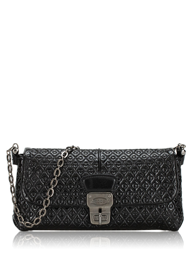 Patent Signature Tracollina Mini Flap Shoulder Bag Black
