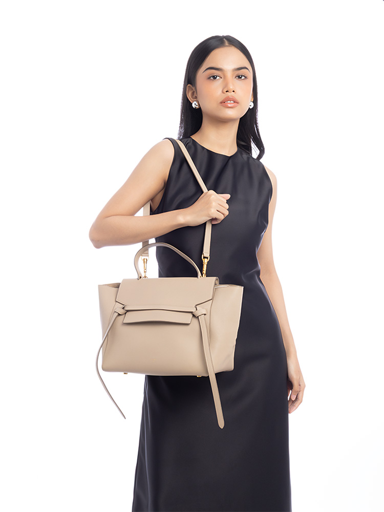 Grained Calfskin Mini Belt Bag Light Taupe