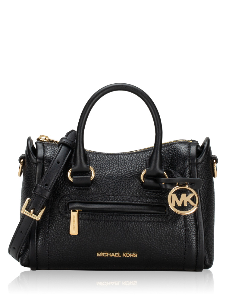 Carine Leather XS Top Zip Satchel Crossbody Black