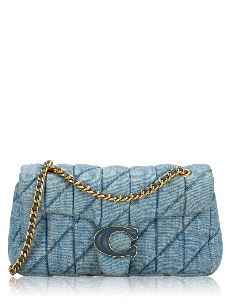 CR704 Tabby Denim Quilted 26 Shoulder Bag Indigo Blue
