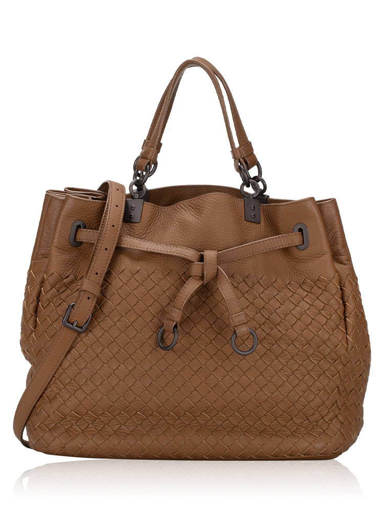 Nappa Intrecciato Cervo Bucket Bag Cammello