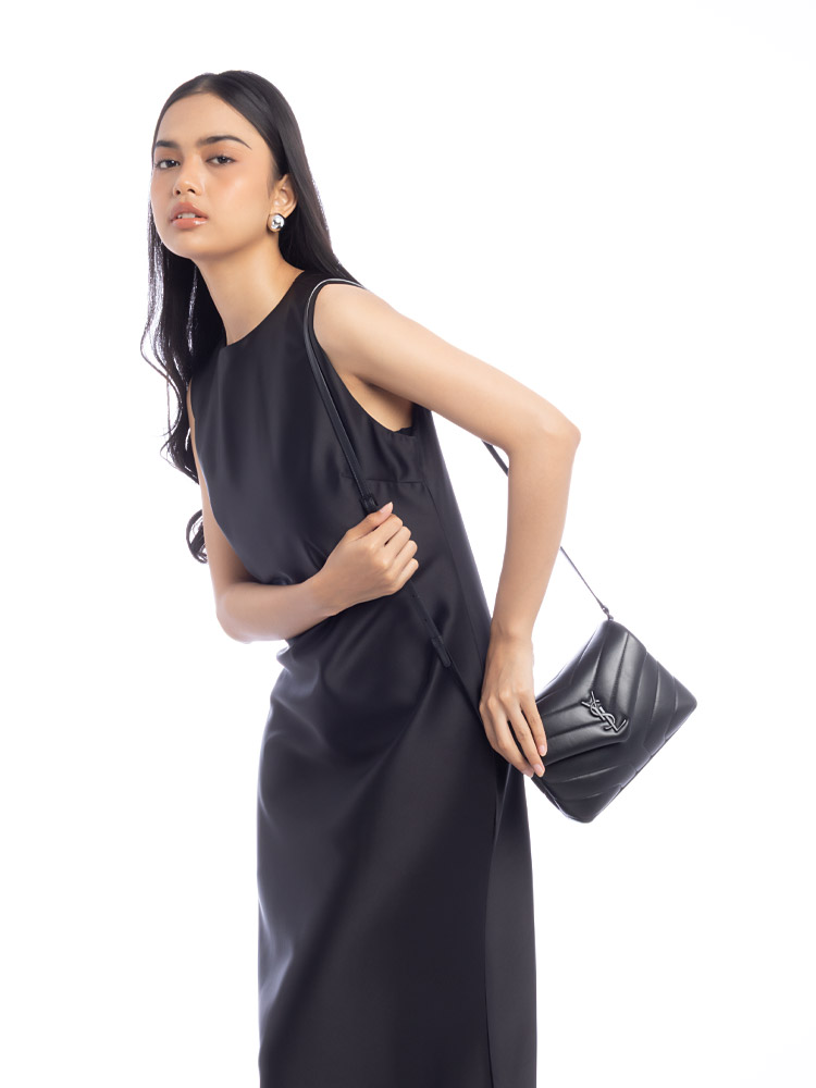 Calfskin Y Quilted Monogram Loulou Toy Crossbody Black